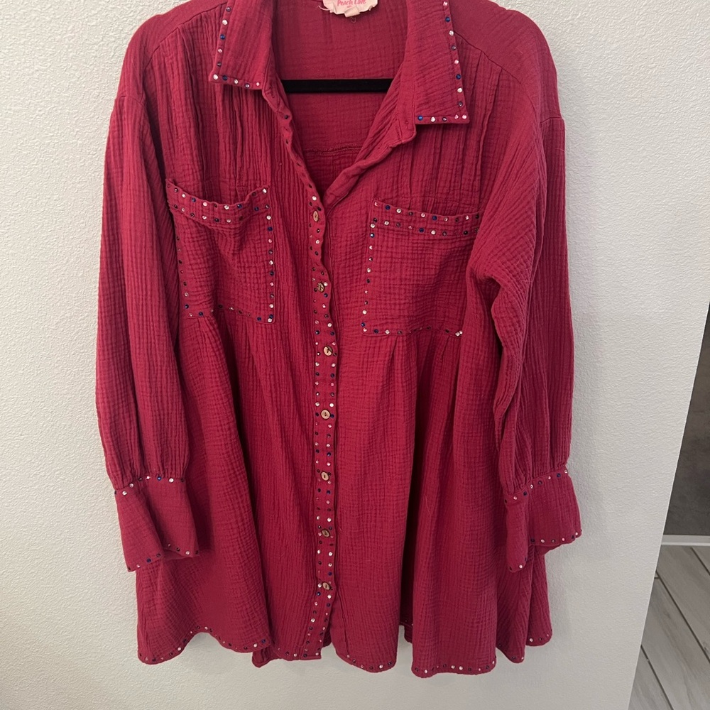 Peach Love Magenta Sparkle Dress Size Large